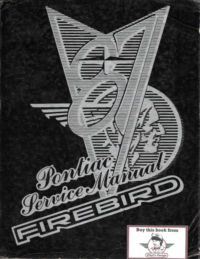 1987 Pontiac Firebird Service Manual with stylized image of Native American male profile and arrowhead