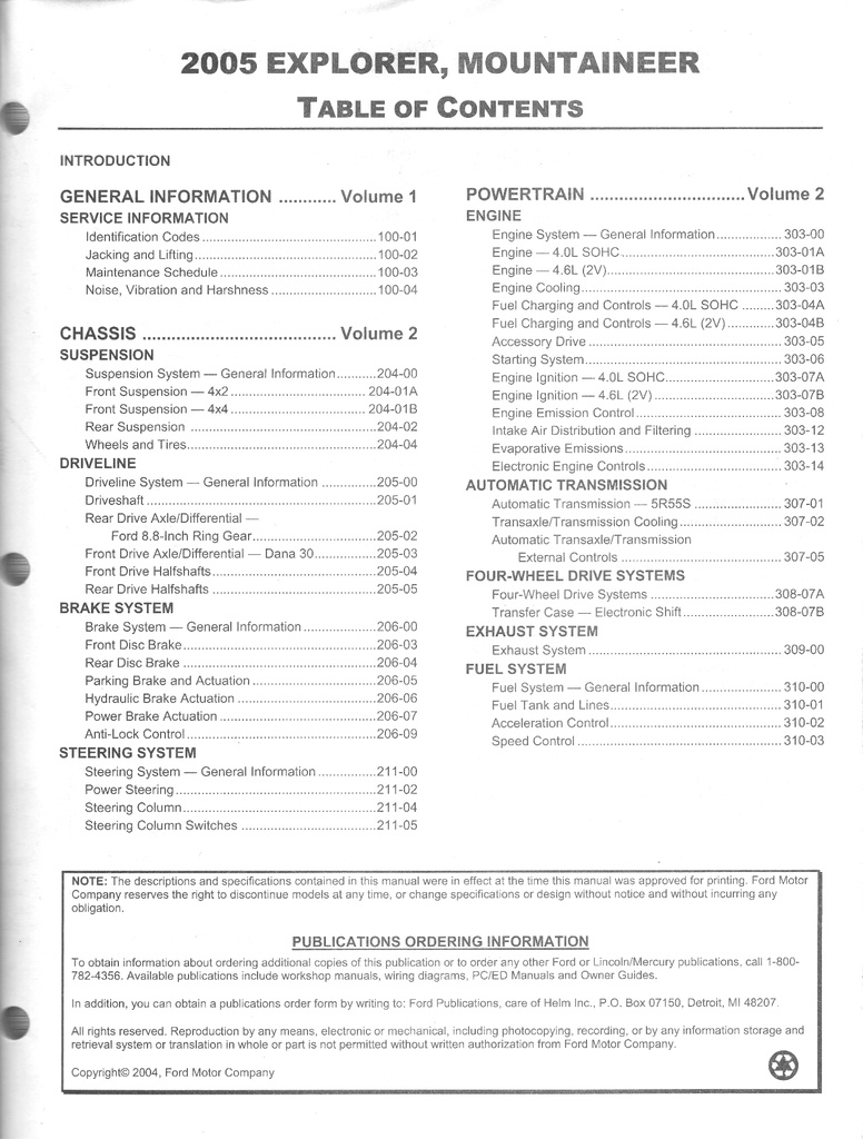 2005 Ford Explorer and Mercury Mountaineer Original OEM Factory Shop Service Workshop Manual 2 Vol Set