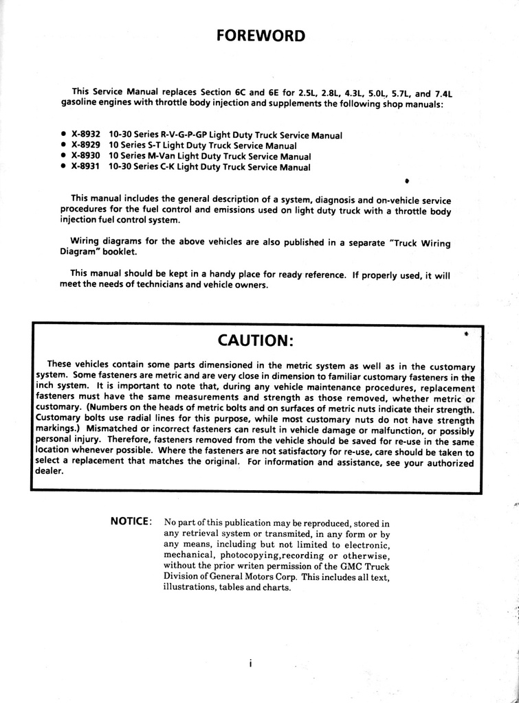 1990 GMC Light Truck Fuel and Emissions Service Manual (Gas Engines)