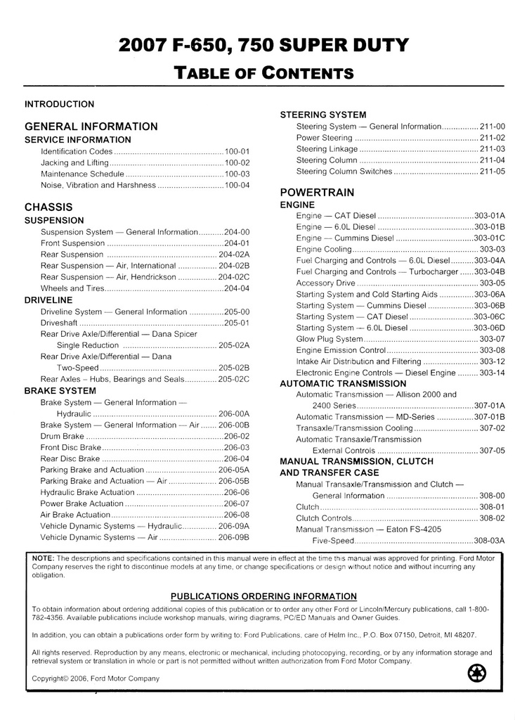 2007 Ford F-650 and F-750 Super Duty Truck Original OEM Factory Shop Service Repair Workshop Manual