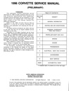 1996 Chevrolet Corvette Factory Shop Repair Preliminary Service Manual