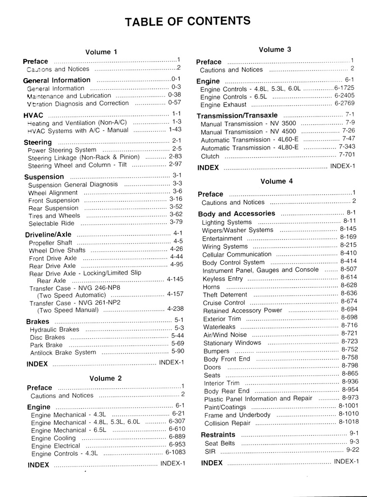 1999 Chevrolet/GMC C/K8 Truck Shop Repair Maintenance Service ESI Manual 4 Vol. Set—Silverado, Sierra