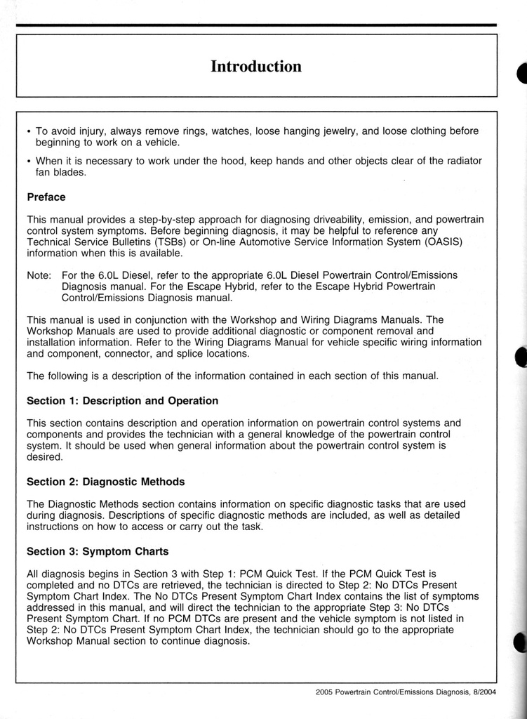 2005 Ford Car/Truck Powertrain Control/Emissions Diagnosis Service Manual
