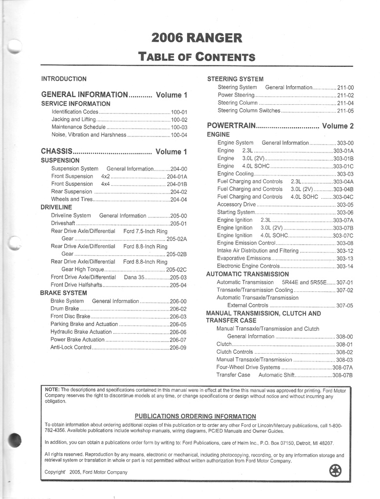 2006 Ford Ranger Pickup Truck Original OEM Factory Shop Repair Maintenance Service Manual Complete 2 Vol. Set