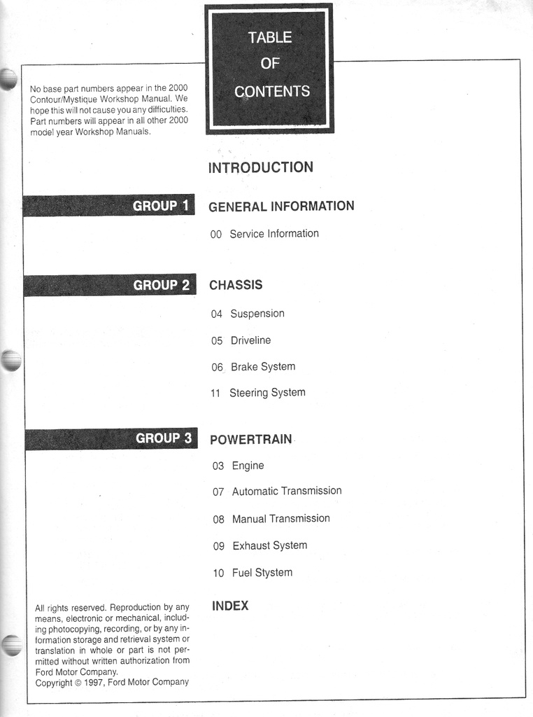 2000 Ford Contour Mercury Mystique Factory Shop Repair Service Workshop Manual Complete 2 Vol. Set