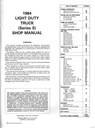 1984 Chevrolet Light Duty Truck S Series Models Pickup Blazer Shop Repair Service Manual
