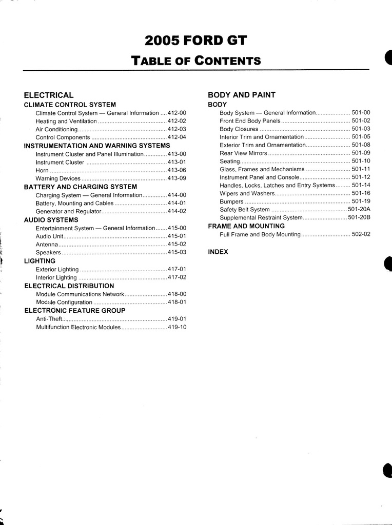 2005 Ford GT OEM Workshop Service Manual and Wiring Diagrams Set