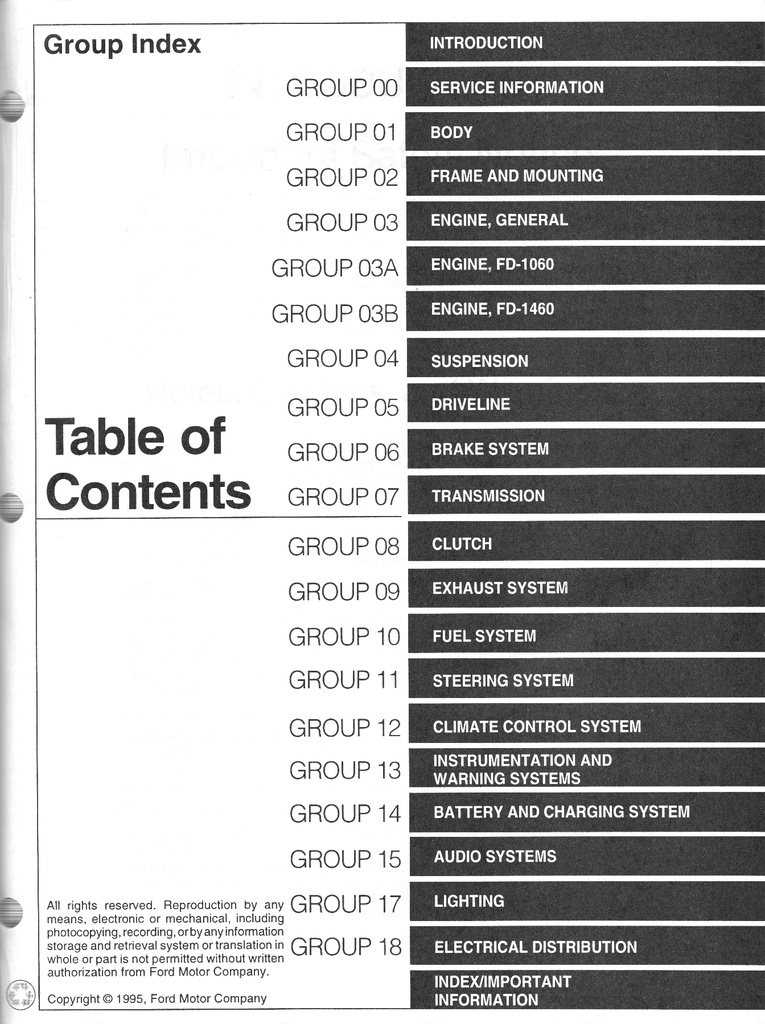 1996 Ford Cargo Medium/Heavy Truck Original OEM Factory Shop Repair Maintenance Service Manual