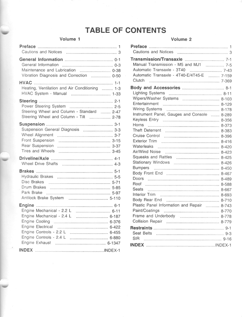1999 Chevrolet Cavalier Pontiac Sunfire Shop Repair Maintenance Service Manual 2 Vol. Set