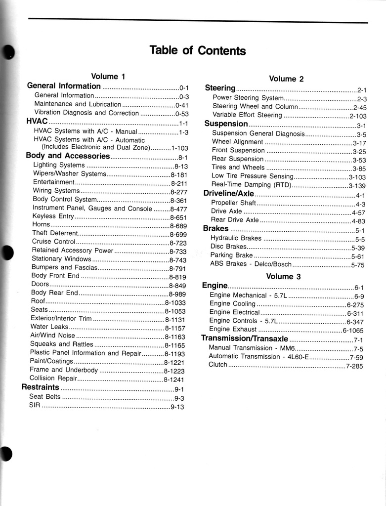 1997 Chevrolet Corvette Service Manual Complete 3 Vol. Set