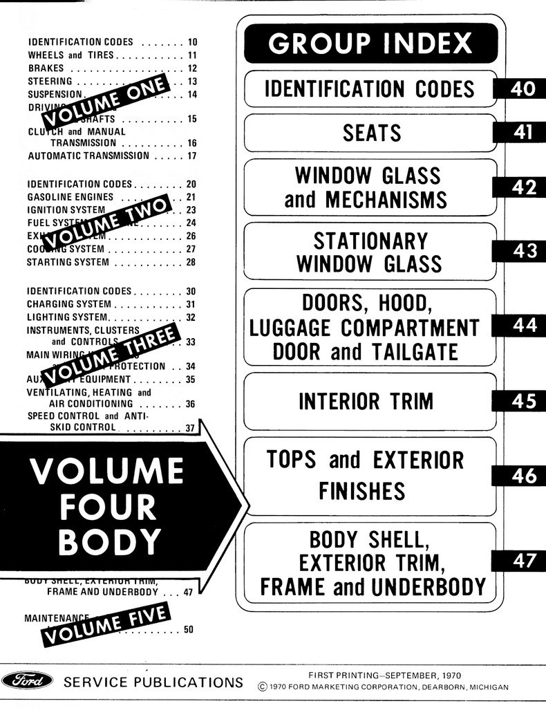 1971 Ford-Lincoln-Mercury Car Factory OEM Shop Repair Maintenance Service Manual 5 Vol. Set Mustang Cougar Thunderbird etc.