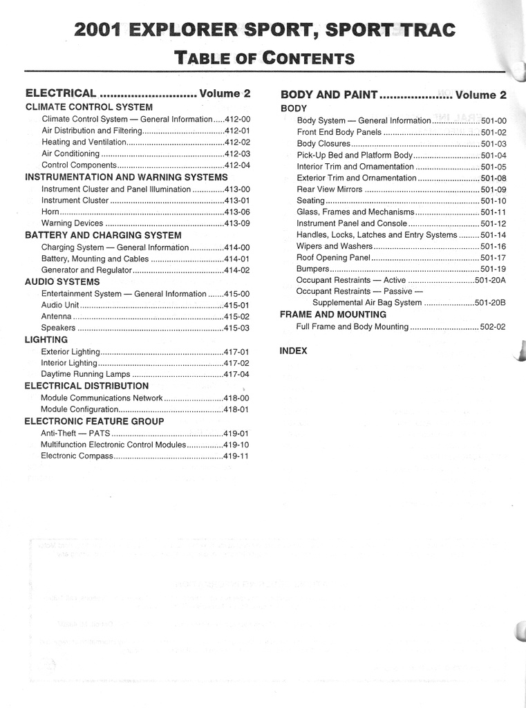 2001 Ford Explorer Sport Trac and Explorer Sport Original OEM Factory Shop Service Workshop Manual 2 Vol Set