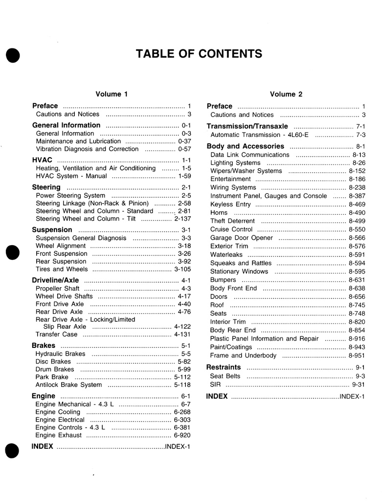 1999 Chevrolet Astro/GMC Safari M/L Van OEM Factory Shop Service Manual 2 Vol Set