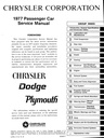 1977 Chrysler/Plymouth/Dodge Shop Repair Service Manual Set Charger SE/Volaré/Fury/Crestwood/New Yorker etc.