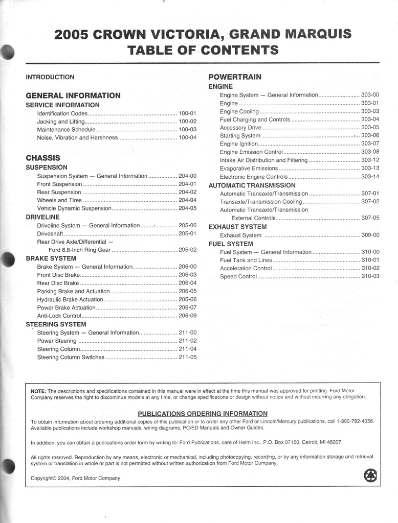 2005 Ford Crown Victoria and Mercury Grand Marquis Original OEM Factory Shop Repair Service Workshop Manual