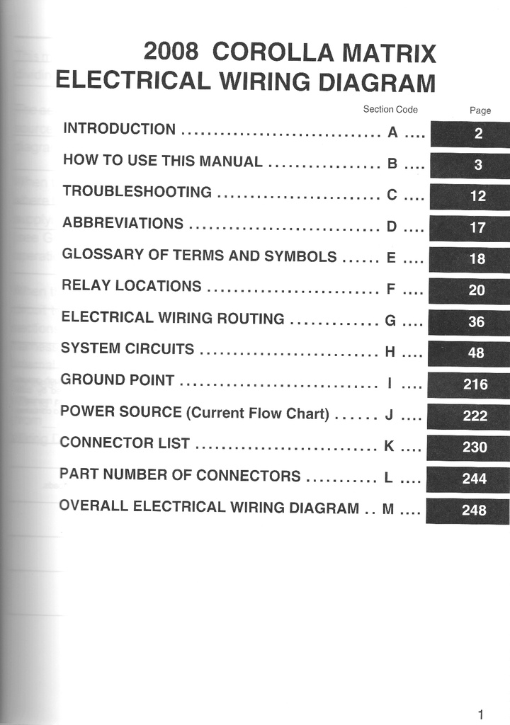 2008 Toyota Corolla Matrix OEM Shop Service Repair Electrical Wiring Diagram Manual