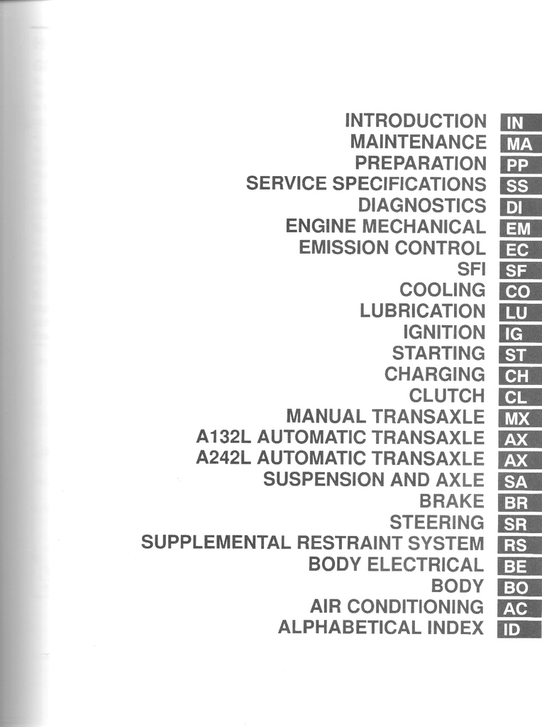 1998 Toyota Tercel OEM Shop Service Repair Manual