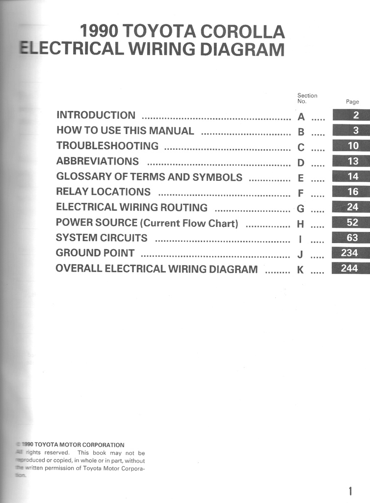 1990 Toyota Corolla AE92 AE95 OEM Shop Service Repair Electrical Wiring Diagram Manual