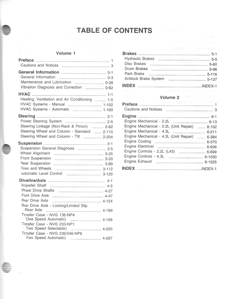 2001 Chevrolet/GMC/Oldsmobile Light Duty S/T Truck: S-10, Xtreme, Sonoma Pickup; Blazer, Jimmy, Envoy, Bravada SUVs Shop Repair Service Manual 3 Vol Set