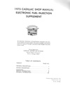 1975 Cadillac Shop Service Repair Manual Electronic Fuel Injection Supplement
