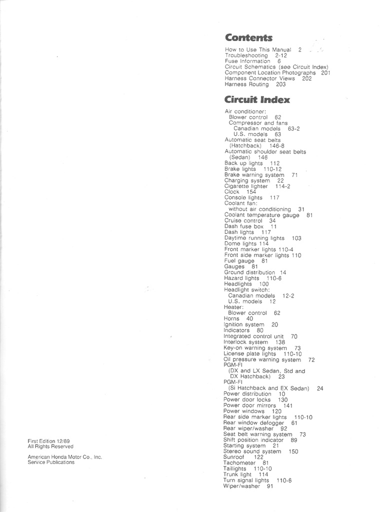 1990 Honda Civic Electrical Troubleshooting Manual ETM