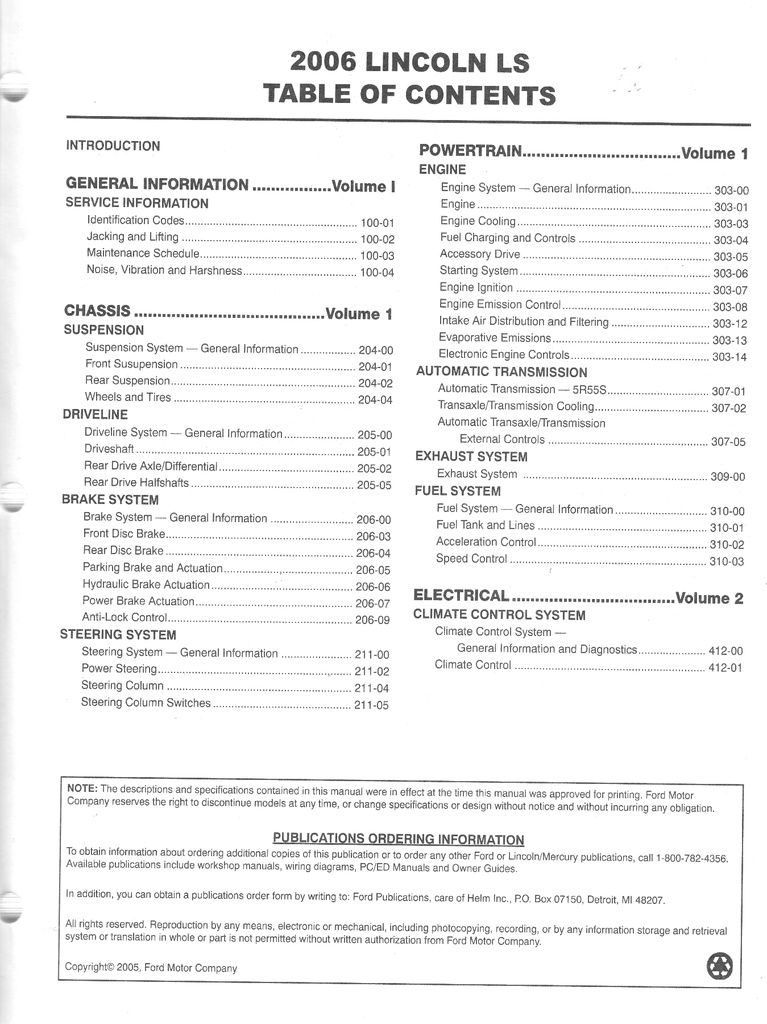 2006 Ford Lincoln LS Original OEM Factory Shop Service Workshop Repair Manual 2 Vol Set