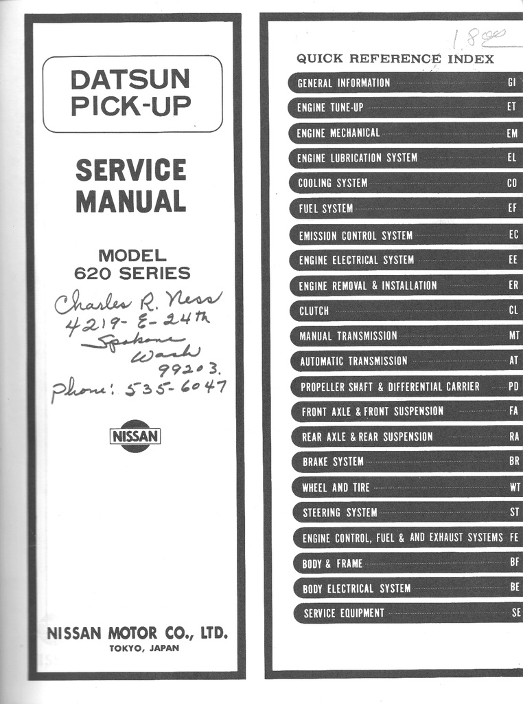 1976 Datsun Pickup Shop Repair Service Manual