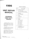 1986 GMC Light Duty Truck Series 10-35 Unit Repair Shop Service Manual for C/K Pickup, Suburban, Jimmy, G Van, M Van, P Van/Truck, S-10