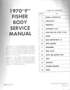 1970 Fisher Body Service Manual F Body for Chevrolet Camaro and Pontiac Firebird
