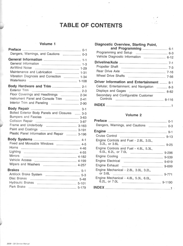 2009 Pontiac G8 Shop Repair Maintenance Service Manual 4 Vol. Set