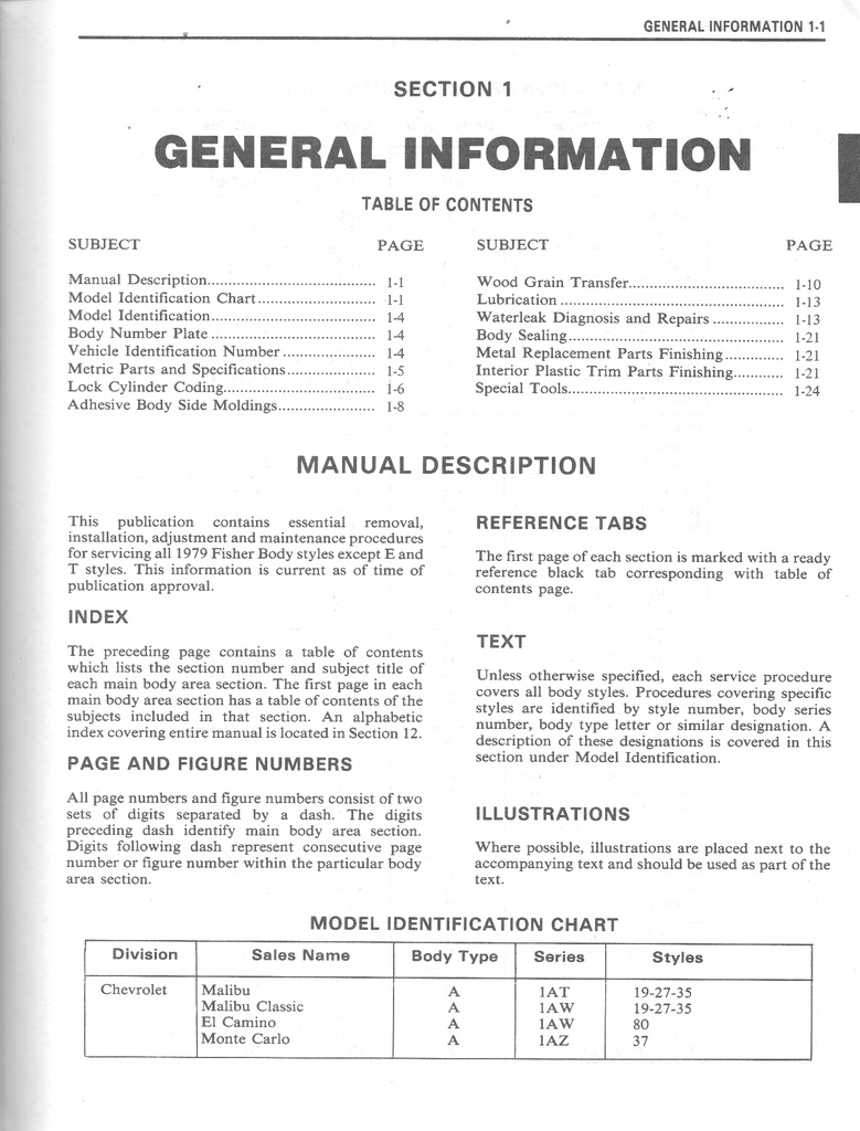 1979 Fisher Body Service Manual for Chevrolet, Cadillac, Buick, Oldsmobile, Pontiac, and GMC Car Models