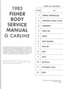 1983 Fisher Body Service Manual for Chevrolet, Cadillac, Buick, Oldsmobile, Pontiac, and GMC Car Models