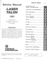 1991 Plymouth Laser Eagle Talon Shop Maintenance Repair Service & Electrical Manual 2 Vol. Set