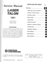 1991 Plymouth Laser Eagle Talon Shop Maintenance Repair Service & Electrical Manual 2 Vol. Set
