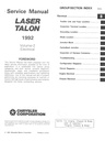 1992 Plymouth Laser Eagle Talon Shop Maintenance Repair Service & Electrical Manual 2 Vol. Set