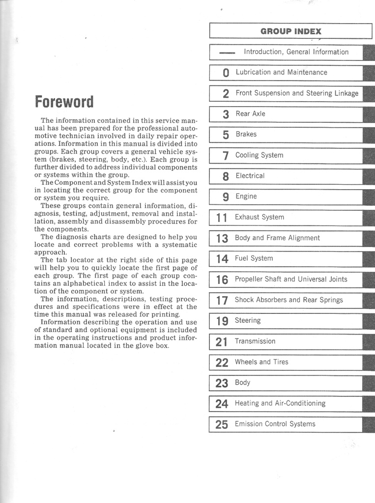 1989 Chrysler/Dodge/Plymouth Rear Wheel Drive Car Shop Maintenance Repair Service Manual Fifth Avenue, Diplomat, Gran Fury, Newport, Caravelle