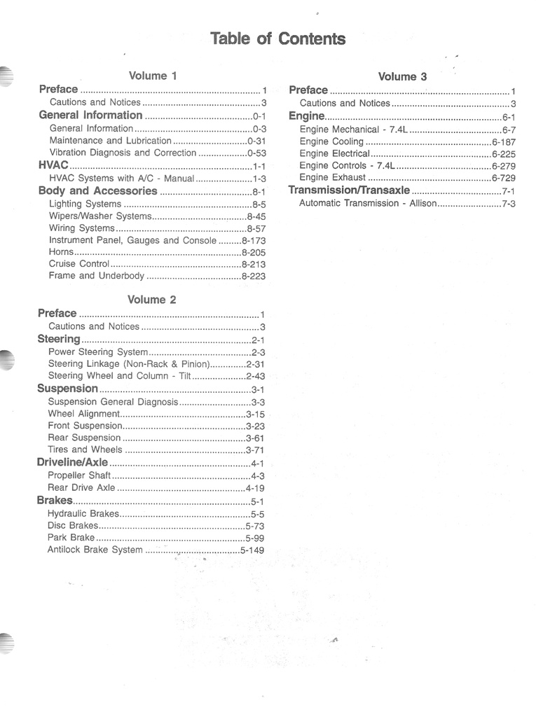 1998 Chevrolet/GMC P12 Forward Control Motorhome and Commercial Chassis Shop Repair Maintenance Service Manual 3 Vol. Set
