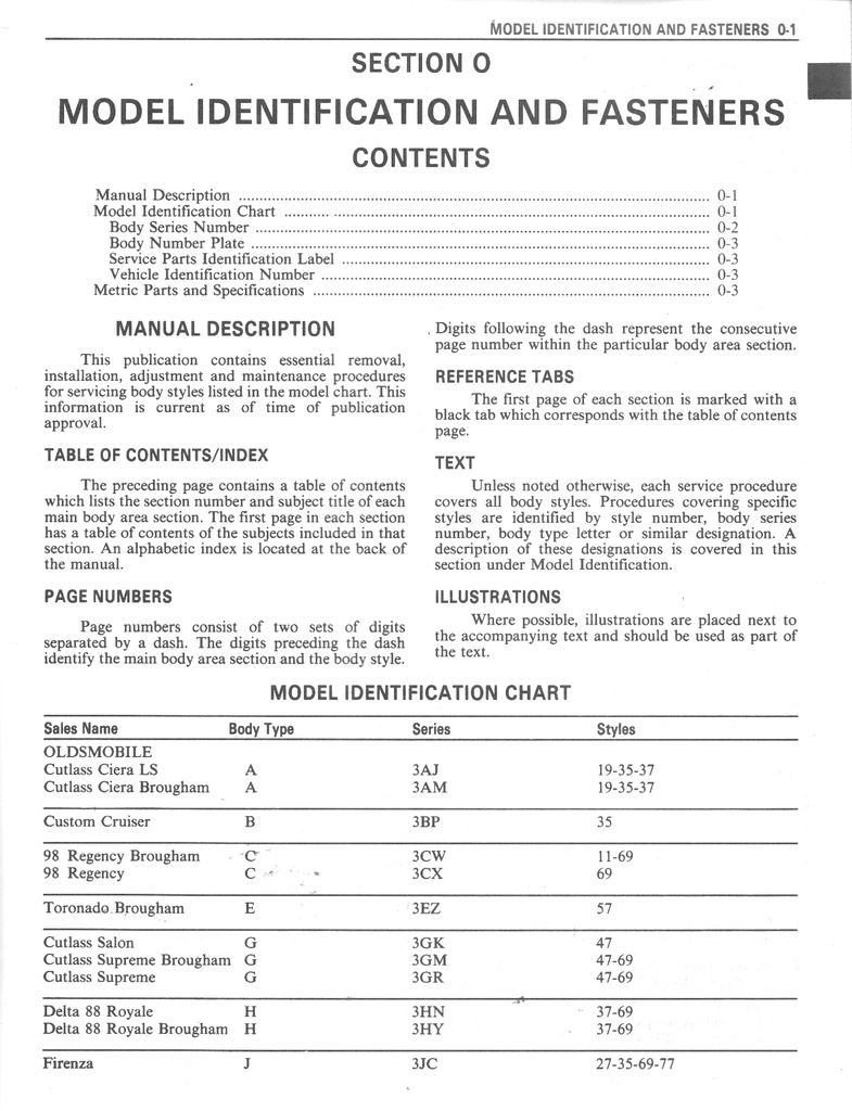1987 General Motors Body Service Manual for Cadillac, Buick, and Oldsmobile Passenger Cars
