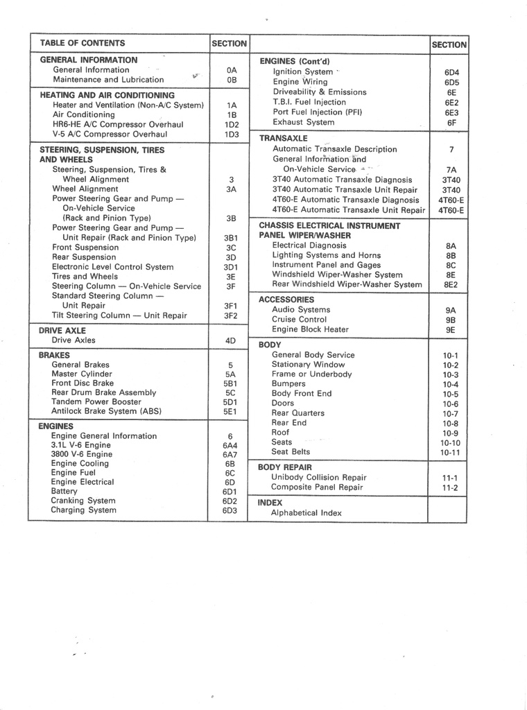 1992 Chevrolet Lumina APV Minivan U-Platform Shop Repair Maintenance Service Manual