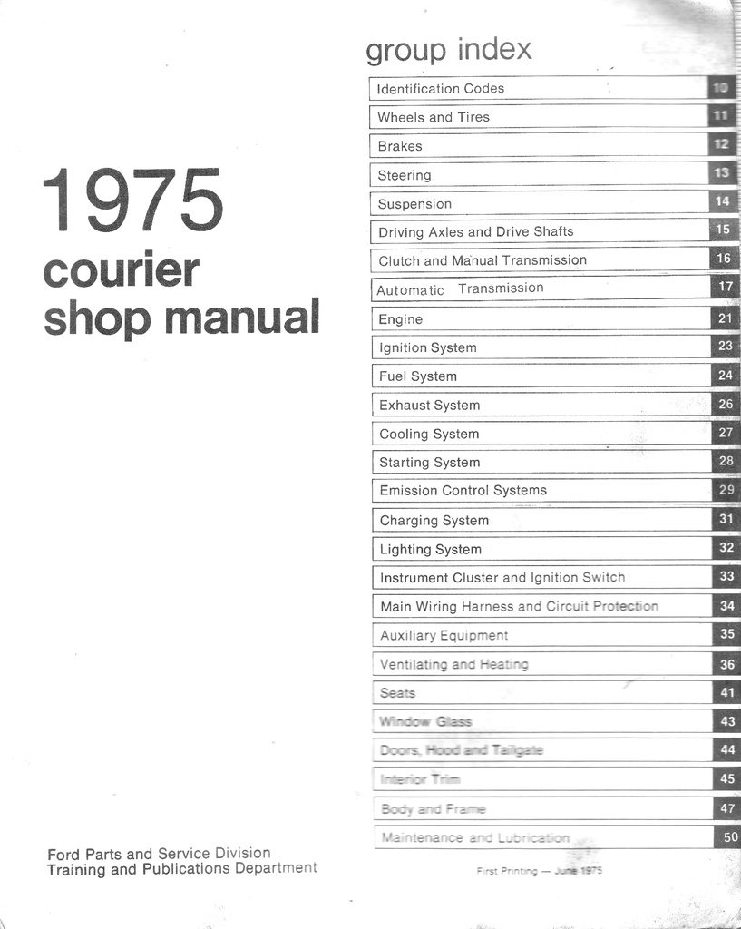 1975 Ford Courier Factory OEM Shop Repair Maintenance Service Manual