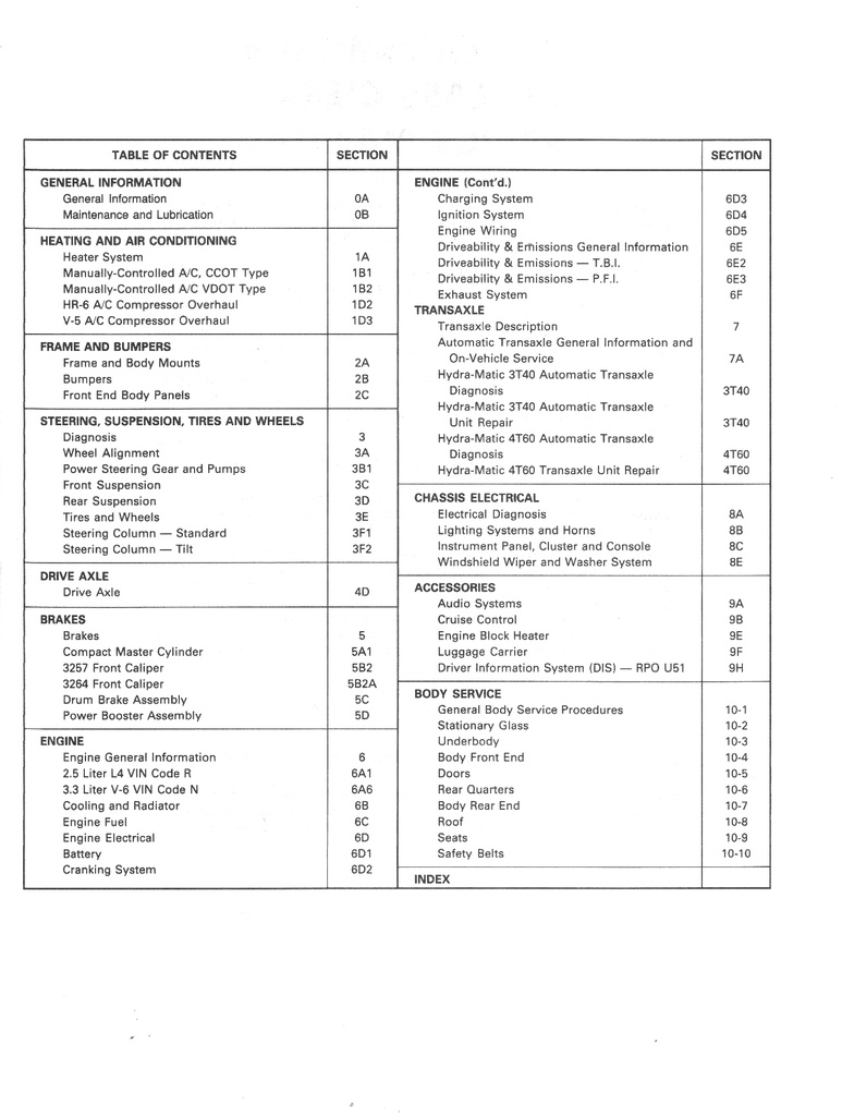 1990 Oldsmobile Cutlass Ciera Cutlass Cruiser OEM Shop Service Repair Chassis Manual