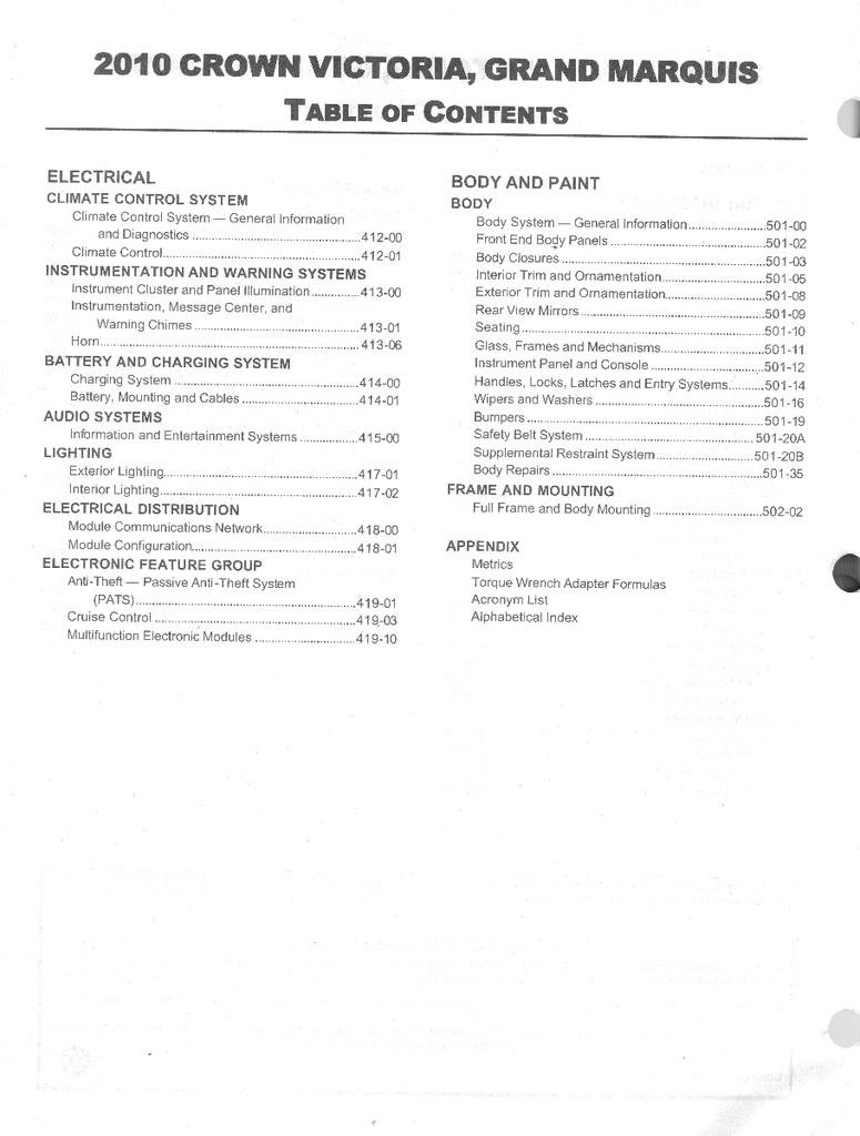 2010 Ford Crown Victoria Mercury Grand Marquis Original OEM Factory Shop Repair Service Workshop Manual