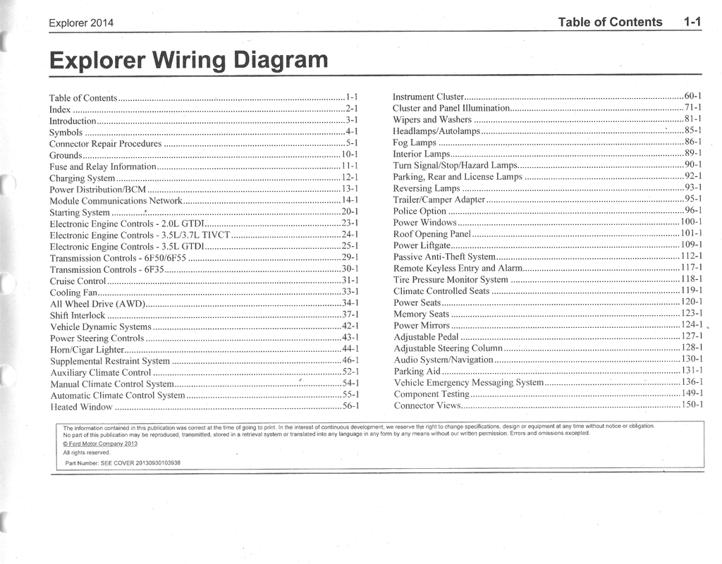 2014 Ford Explorer Electrical Wiring Diagrams Manual