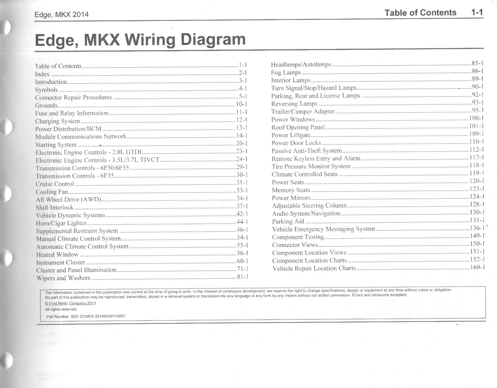 2014 Ford Edge Lincoln MKX Electrical Wiring Diagrams Manual