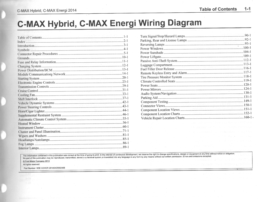 2014 Ford C-MAX Hybrid & C-MAX Energi Electrical Wiring Diagrams Manual