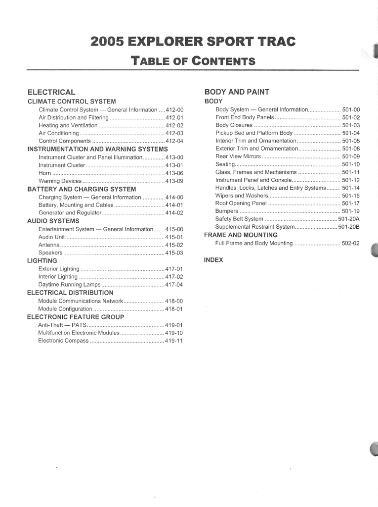 2005 Ford Explorer Sport Trac Workshop Service Manual