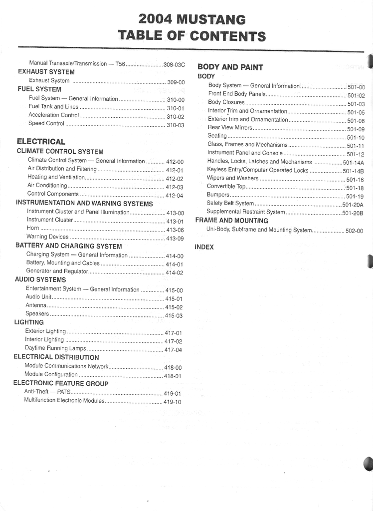 2004 Ford Mustang Workshop Service Manual