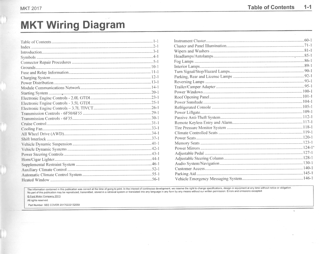 2017 Ford Lincoln MKT Electrical Wiring Diagrams Manual
