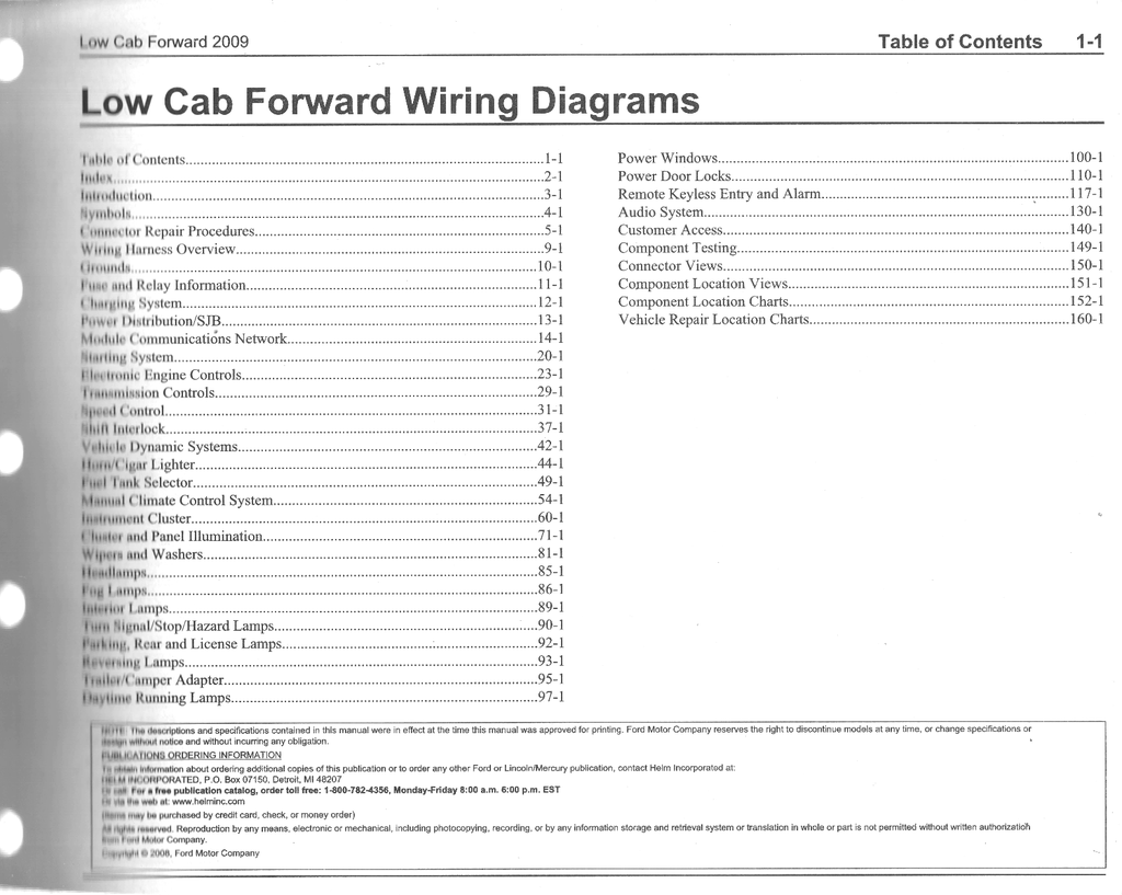2009 Ford Low Cab Forward Factory Electrical Wiring Diagrams Manual