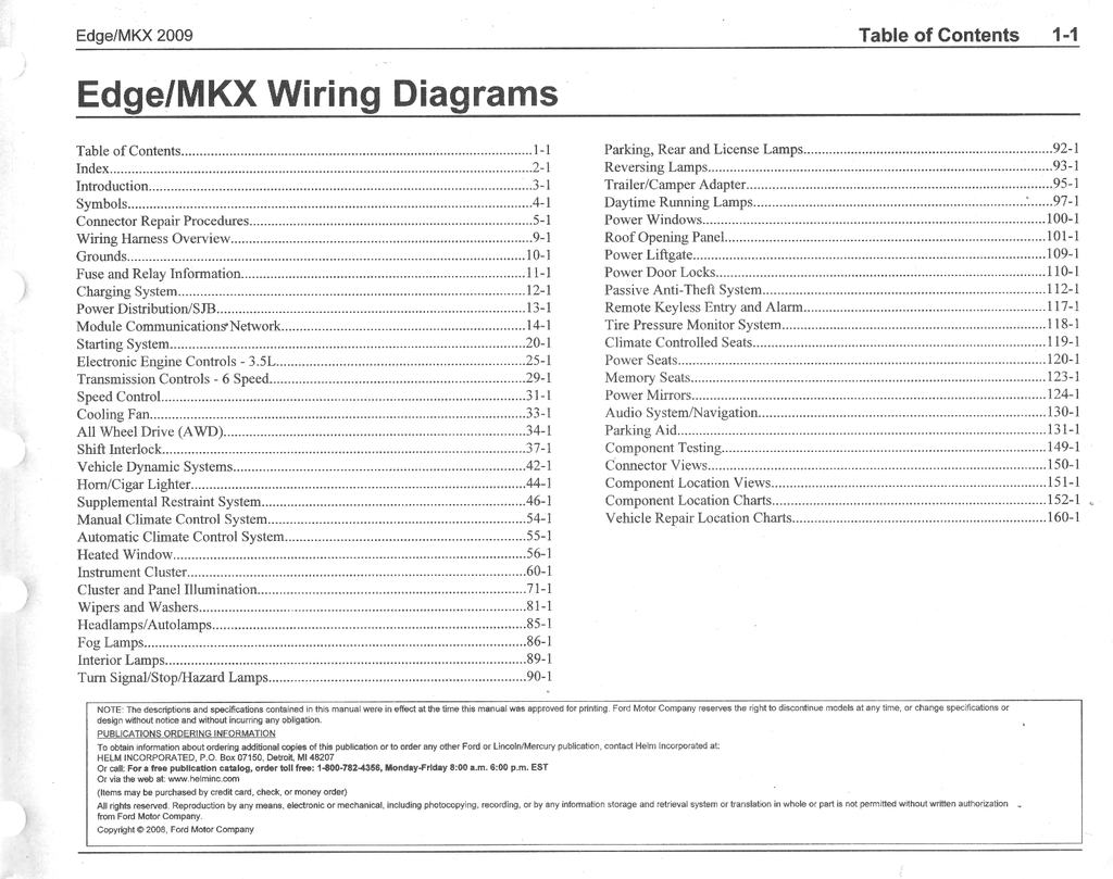 2009 Ford Edge, Lincoln MKX Factory Electrical Wiring Diagrams Manual